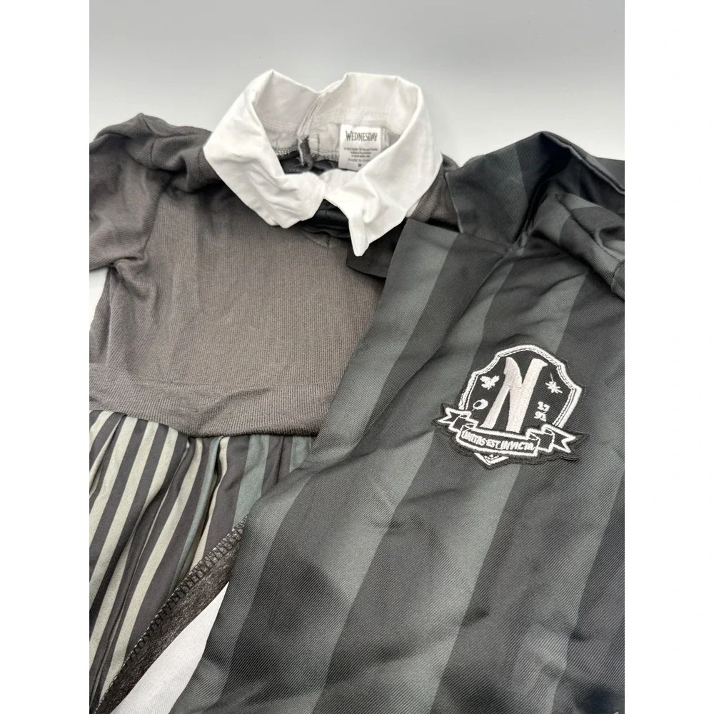 Spirit Wednesday Addams Uniform Child Medium 8-10 Grey Black Excellent Costume